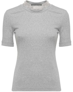 Panicale Tops ,Grijs ,Katoen T-Shirt Met Ronde Hals