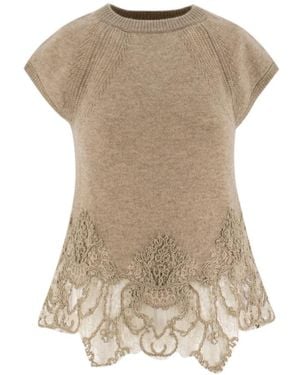 Ermanno Scervino Round-Neck Knitwear - Natural
