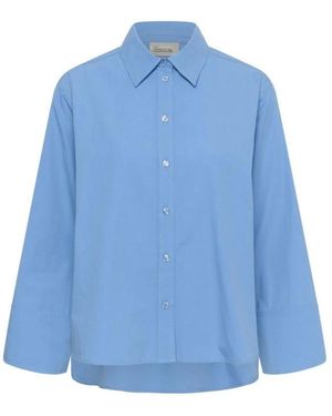 My Essential Wardrobe Overhemden ,Blauw ,Katoen Sunna Boxy Shirt 2.0