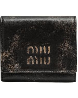 Miu Miu Kleine Portemonnee Van Nappaleer - Zwart