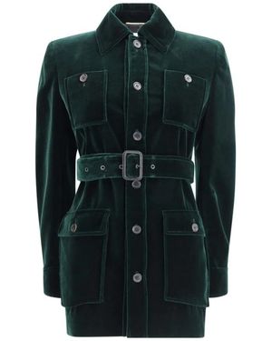 Saint Laurent Samt-Sahara-Jacke - Grün