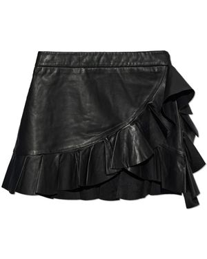 AllSaints Rokken ,Zwart ,Leer Luana Asymmetrische Leren Minirok