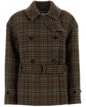 Chloé Wollen Blazer Met Ruitpatroon - Groen