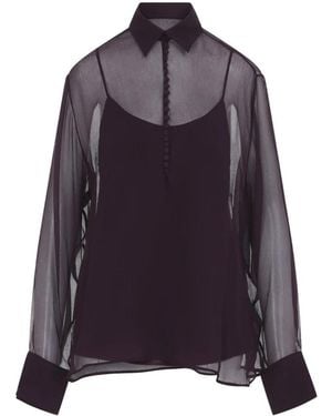 Ermanno Scervino Overhemden ,Paars ,Chiffon Zijden Blouse