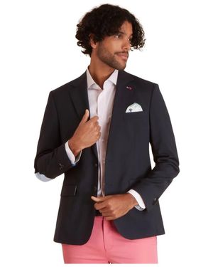 Vicomte A. Jassen ,Blauw ,Wol Blazer Uni Met Elleboogstukken - Zwart