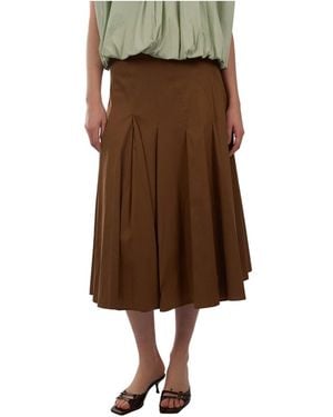 Semicouture High-Waist Midi Rock - Braun