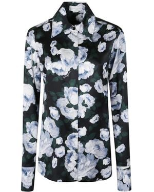 Stella McCartney Overhemden ,Veelkleurig ,Floral Satin Blouse - Zwart