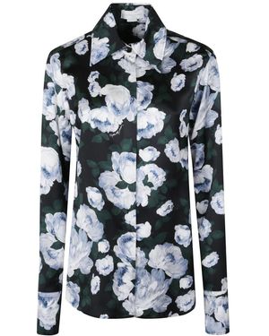 Stella McCartney Overhemden ,Veelkleurig ,Floral Satin Blouse - Zwart