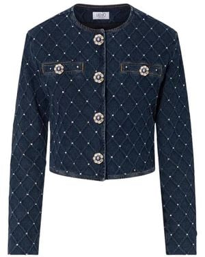Liu Jo Gesteppte Jeansjacke Mit Strass - Blau