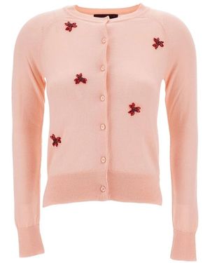 Simone Rocha Verfraaide Klassieke Merino Zijde Vest - Roze