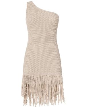 Pinko Kleedjes ,Leer Juniperos Openwork Lurex Dress - Naturel