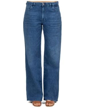3x1 Wijde Pijpen Denim Broek - Blauw