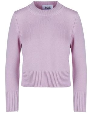 Alpha Studio Rundhals-Strickware - Lila