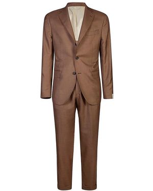 Eleventy Single Breasted Suits - Brown