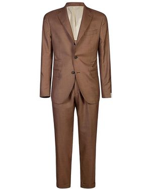 Eleventy Single Breasted Suits - Brown