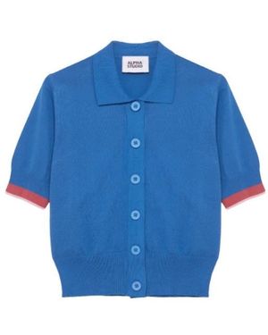 Alpha Studio Truien & Vesten ,Blauw ,New Stripes Cardigan