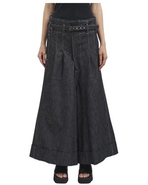 Junya Watanabe Wijde Denim Broek - Zwart