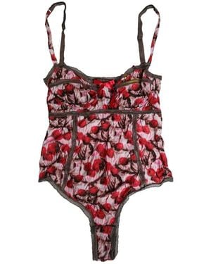 Roberto Cavalli Cherryprint Lace Bodysuit - Rot