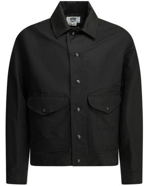 Junya Watanabe Jassen ,Zwart ,Katoen Patch-Pocket Overshirt