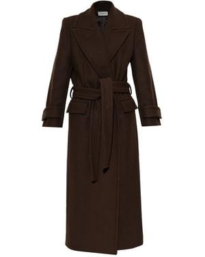 Balmain Belted Coats - Marrone