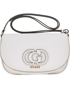 Guess Witte Omkeerbare Xbody Tas Met Klep - Metallic