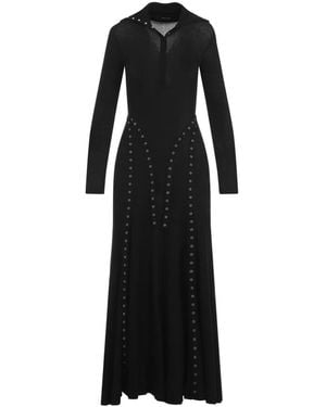 Simone Rocha Ribbed Multi Snap Bias Cut Dress - Black