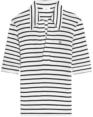 Celine Tops ,Veelkleurig ,Katoen Gestreept Zijde-Jersey Polo - Blauw