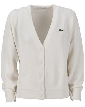 Lacoste Truien & Vesten ,Wit Cardigan Voor Vrouwen - Grijs