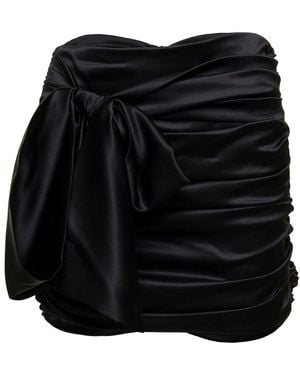Dolce & Gabbana Kurzer, Drapierter Rock Mit Schleifendetail Aus Stretch-Seide - Schwarz