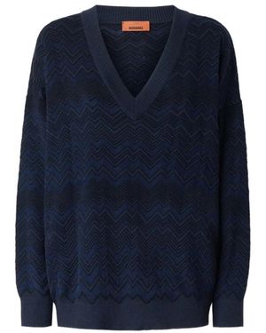Missoni V-Neck Knitwear - Bleu