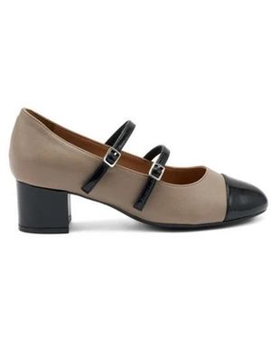 Frau Tortora Und Schwarze Leder Mary Jane Ballerinas - Mettallic