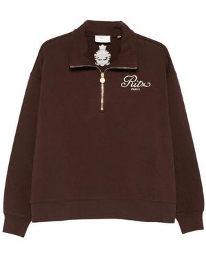 FRAME Hoodies & Sweatvesten ,Bruin ,Katoen Half-Zip Sweatshirt