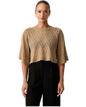 Twinset Truien & Vesten ,Geel ,Polyester Dual-Use Cropped Trui - Zwart