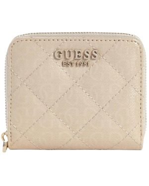Guess Accessoires ,Leer Laurel Slg Small Zip Around - Naturel