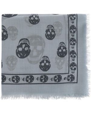 McQueen Wollschal Mit Rohen Kanten - Blau
