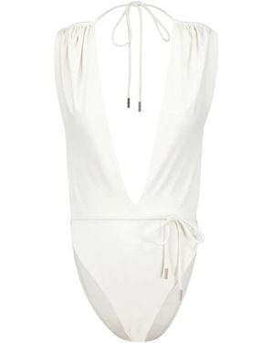 Saint Laurent Diepe V-Halter Badpak - Wit