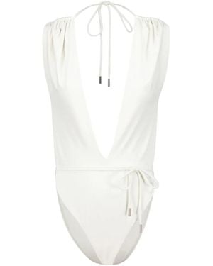 Saint Laurent Diepe V-Halter Badpak - Wit