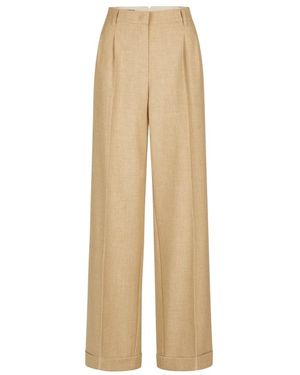 MARC AUREL Broeken ,Leer Wijde Broek Met Plooien En Omslagen - Naturel