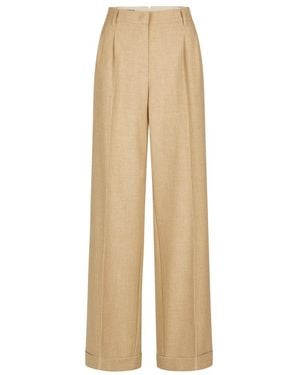 MARC AUREL Weite Hose Mit Bundfalten Und Umschlägen - Natur