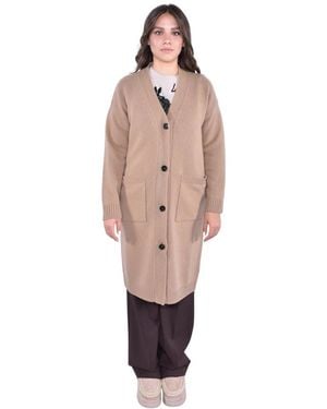 Weekend by Maxmara Lange Oversized Wollen Vest - Naturel