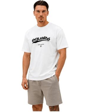 Equalite Tops ,Wit ,Katoen Axel Oversized T-Shirt - Grijs