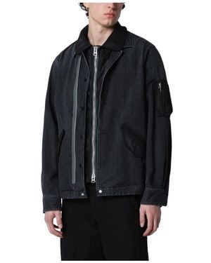 Sacai Jassen ,Zwart ,Denim Denim X Nylon Twill Blouson