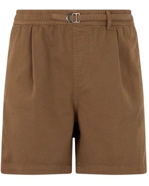 Roberto Cavalli Korte Broeken ,Groen ,Katoen Geknoopte Katoenen Shorts - Naturel