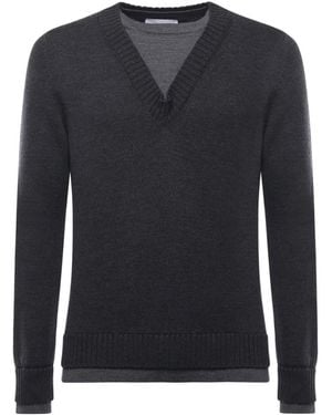 Alpha Studio V-Neck Knitwear - Blue