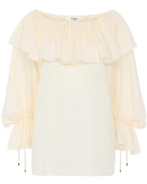 Chloé Fluid Ruffle Top - Wit