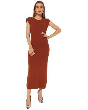 Yves Salomon Braunes strick midi kleid - Rot