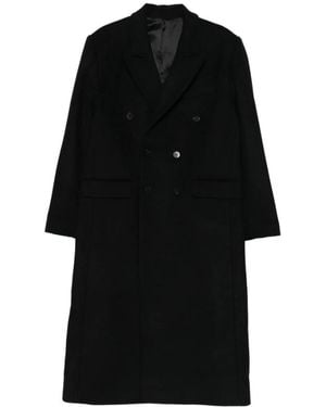 Ernest W. Baker Schwarzer Wollmantel Mit Doppelreiher