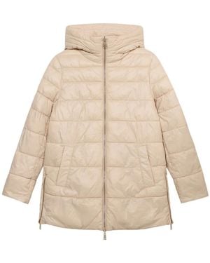 Oltre Midi Daunenjacke Mit Kapuze - Natur