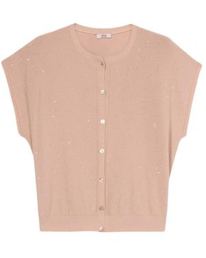 Oltre Kurze Strickjacke Mit Pailletten - Natur