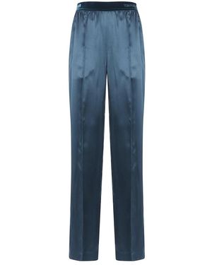 Tom Ford Seiden-Satin-Pyjamahose Mit Pfirsich-Gefühl - Blau